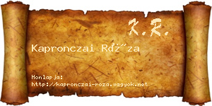 Kapronczai Róza névjegykártya